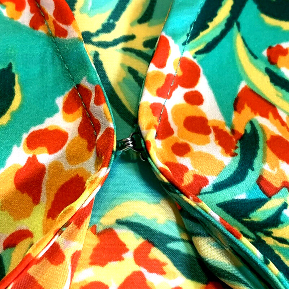 Skies Are Blue Tropical Blouse Large Top Pineapple Print Tie Waist Kimono Sleeve - Picture 5 of 12